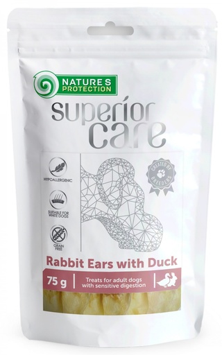 NATURES PROTECTION SUPERIOR CARE RABBIT EARS WITH DUCK DOG TREATS 75g
