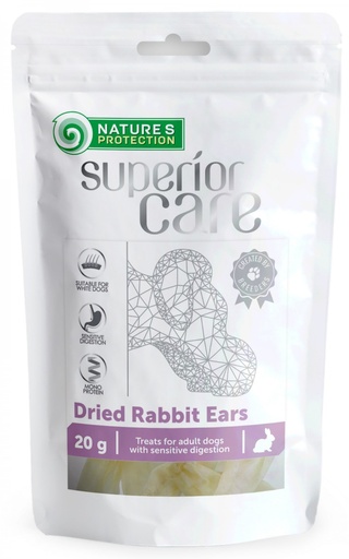 NATURES PROTECTION SUPERIOR CARE DRIED RABBIT EARS DOG TREATS 75g