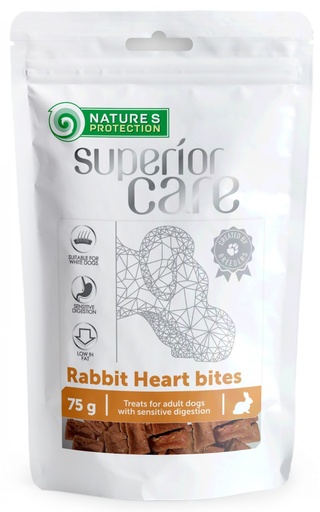 NATURES PROTECTION SUPERIOR CARE RABBIT HEART BITES DOG TREATS 75g
