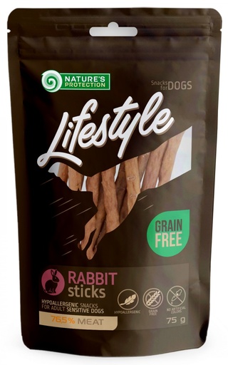 NATURES PROTECTION LIFESTYLE RABBIT STICKS DOG TREATS 75g