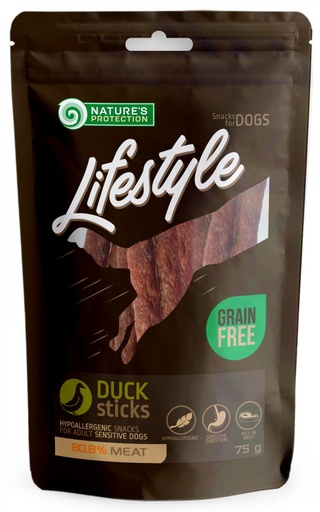 NATURES PROTECTION LIFESTYLE DUCK STICKS DOG TREATS 75g