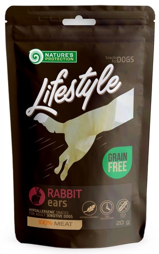 NATURES PROTECTION LIFESTYLE RABBIT EARS HYPOALLERGENIC DOG TREATS 75g