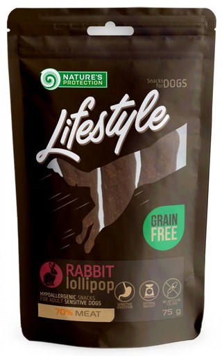 NATURES PROTECTION LIFESTYLE RABBIT LOLLIPOP DOG TREATS 75g