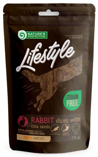 NATURES PROTECTION LIFESTYLE RABBIT DICES WITH CHIA SEEDS DOG TREATS 75g