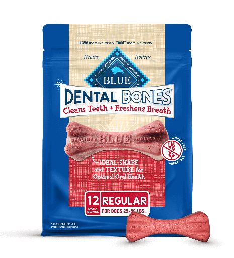 Blue Buffalo Dental Bones All Natural Rawhide-Free 12 Count Regular Dental Dog Treats 340g