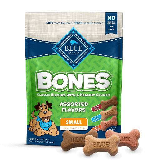 BLUE BUFFALO BLUE Bones Crunchy Dog Biscuits Small Bones with Real Meat Dog Treats 340g