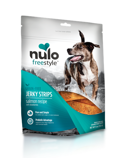 Nulo Freestyle Grain-Free Salmon Recipe With Strawberries Jerky Dog Treats 142g