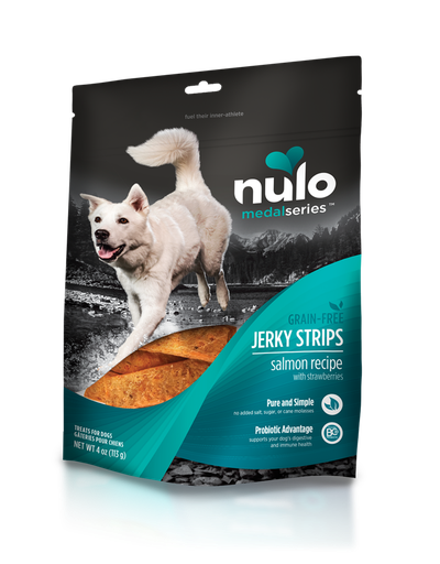 NULO medalseries jerky strips salmon with strawberries recipe Dog Treats 113g