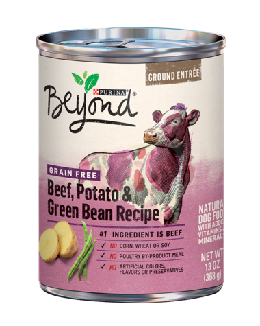 PURINA Beyond Beef, Potato & Green Bean Recipe Ground Entrée Grain-Free Case 0f 12 Wet Dog Food 368g