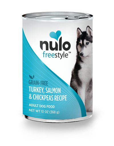 Nulo Freestyle Turkey, Salmon &amp; Chickpeas Recipe Grain-Free Case of 12 Canned Dog Food 368g