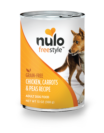 Nulo Freestyle Chicken, Carrots &amp; Peas Recipe Grain-Free Case of 12 Canned Dog Food 368g