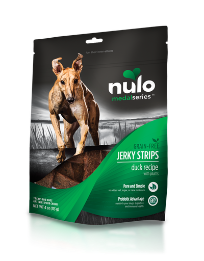 Nulo MedalSeries Jerky Strips Natural, Grain Free, Duck Recipe Dog Treat 113g