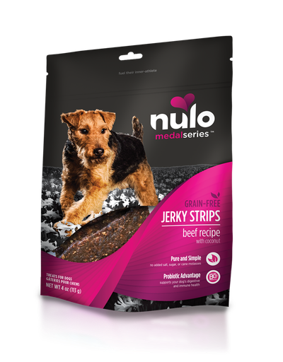 Nulo MedalSeries Jerky Strips Natural, Grain Free, Beef Recipe Dog Treat 113g