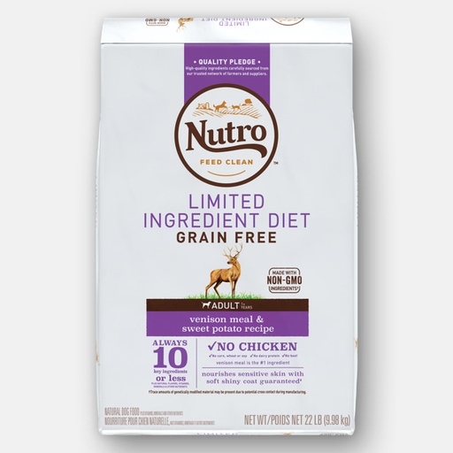 Nutro Limited Ingredient Diet Grain-Free Adult Venison Meal &amp; Sweet Potato Recipe Dry Dog Food 9.98kg