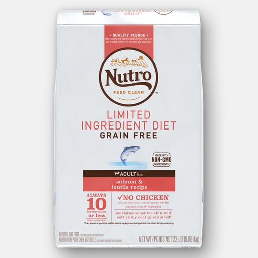 Nutro Limited Ingredient Diet Grain-Free Adult Salmon &amp; Lentils Recipe Dry Dog Food 9.98kg