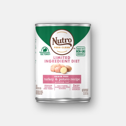 Nutro Limited Ingredient Diet Premium Loaf Turkey &amp; Potato Grain-Free Case of 12 Canned Dog Food 355g