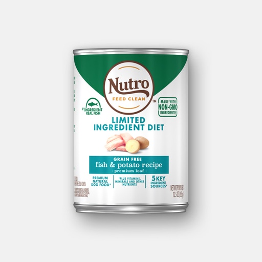 Nutro Limited Ingredient Diet Premium Loaf Fish &amp; Potato Grain-Free Case of 12 Canned Dog Food 355g