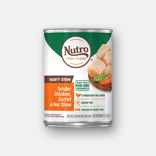 Nutro Hearty Stew Tender Chicken, Carrot &amp; Pea Stew Grain-Free Case of 12 Canned Dog Food 355g