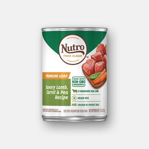 Nutro Premium Loaf Savory Lamb, Carrot &amp; Pea Recipe Grain-Free Canned Dog Food 355g