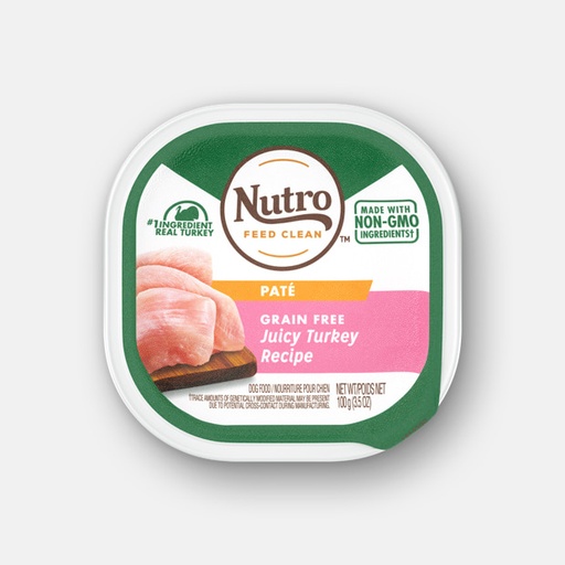 Nutro Grain-Free Juicy Turkey Recipe Adult Pate Case of 24 Dog Food Trays 100g