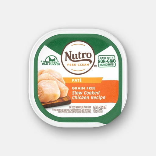 Nutro Grain-Free Slow Cooked Chicken Recipe Adult Pate Case of 12 Dog Food Trays 100g