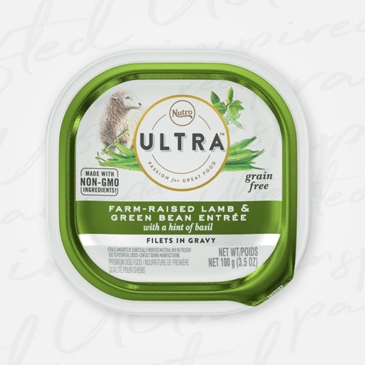 Nutro Ultra Grain-Free Filets in Gravy Farm-Raised Lamb &amp; Green Bean Entree Adult Case of 24 Wet Dog Food Trays 100g