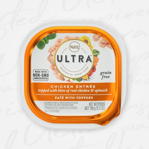 Nutro Ultra Grain-Free Chicken Entree Pate with Toppers Adult Case of 24 Wet Dog Food Trays 100g