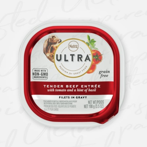 Nutro Ultra Grain-Free Filets in Gravy Tender Beef Entree Adult Case of 24 Wet Dog Food Trays 100g