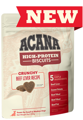 ACANA High-Protein Biscuits Crunchy Beef Liver Recipe Medium &amp; Large Breed Dog Treats 255g