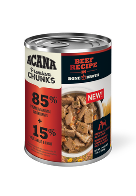 ACANA Premium Chunks, Beef Recipe in Bone Broth Wet Dog Food 363g