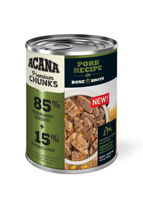 ACANA Premium Chunks, Pork Recipe in Bone Broth Wet Dog Food 363g