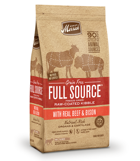 Merrick Full Source Grain Free Raw-Coated Kibble With Real Beef &amp; Bison Recipe Dry Dog Food 9kg