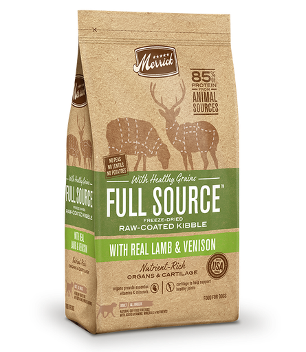 Merrick Full Source Raw-Coated Kibble Real Lamb &amp; Venison with Healthy Grains Dry Dog Food 9kg