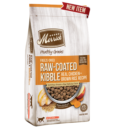 Merrick Healthy Grains Raw-Coated Kibble Real Chicken + Brown Rice Recipe Freeze-Dried Dry Dog Food 10kg