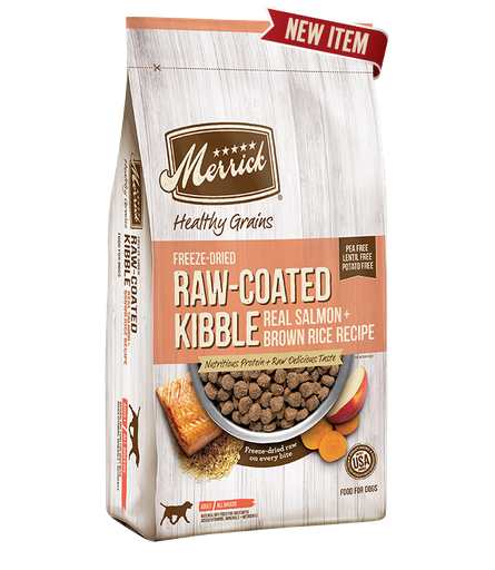 Merrick Healthy Grains Raw-Coated Kibble Real Salmon + Brown Rice Recipe Freeze-Dried Dry Dog Food 10kg