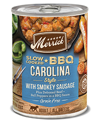 MERRICK Slow-Cooked BBQ Carolina Style with Smokey Sausage Case of 12 Wet Dog Food 360g