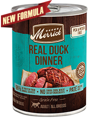 Merrick Grain Free Real Duck Dinner Case of 12 Wet Dog Food 360g