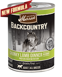 Merrick Backcountry Chunky Lamb in Gravy Grain Free Case of 12 Wet Dog Food 360g