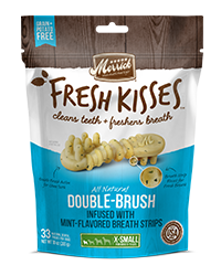 Merrick Fresh Kisses Mint Breath Strips Extra Small Brush Dental 78 Count Dog Treats 680g