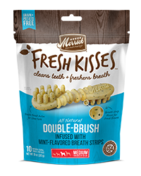 Merrick Fresh Kisses Mint Breath Strips Medium Brush Dental 22 Count Dog Treats 652g