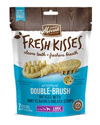 Merrick Fresh Kisses Mint Breath Strips Large Brush Dental 16 Count Dog Treats 765g
