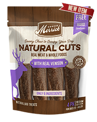 MERRICK NATURAL CUTS Rawhide Free Medium Chew with Real Venison 4 Count Dog Treat 283g