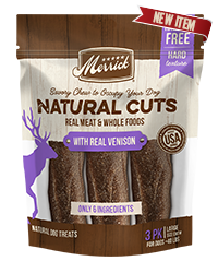 MERRICK NATURAL CUTS Rawhide Free Large Chew with Real Venison 3 Count Dog Treat 309g