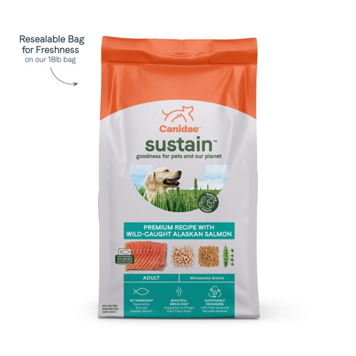 Canidae Sustain Premium Recipe with Wild-Caught Alaskan Salmon Adult Dry Dog Food 8.2kg