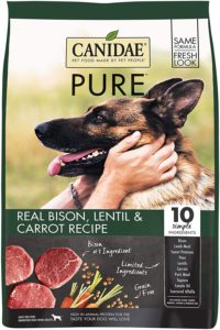 CANIDAE PURE Grain Free Limited Ingredient Real Bison, Lentil &amp; Carrot Recipe Dry Dog Food 9.5kg