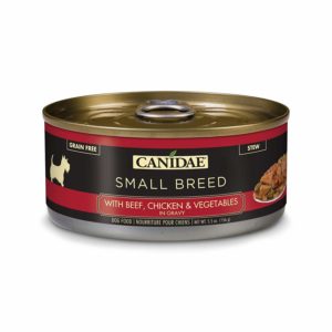 CANIDAE Grain-Free PURE Petite Beef, Chicken &amp; Vegetables in Gravy Limited Ingredient Small Breed Case of 24 Canned Dog Food 156g