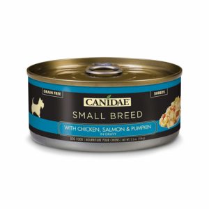 CANIDAE Grain-Free PURE Chicken, Salmon &amp; Pumpkin in Gravy Limited Ingredient Small Breed Case of 24 Canned Dog Food 156g