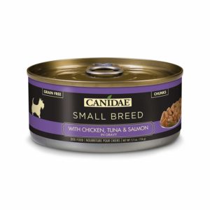 CANIDAE Grain-Free PURE Petite Chicken, Tuna &amp; Salmon in Gravy Limited Ingredient Small Breed Case of 24 Canned Dog Food 165g