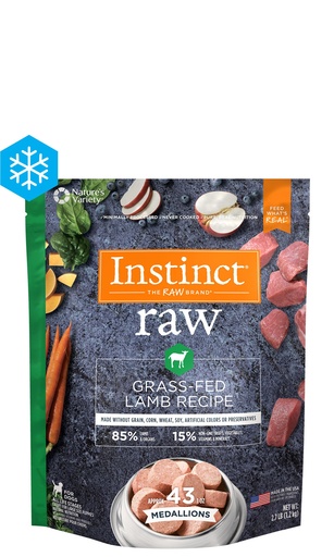 Instinct Frozen Raw Medallions Grain-Free Grass-Fed Lamb Recipe Dog Food 1.4kg