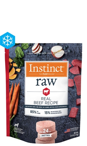 Instinct Frozen Raw Patties Grain-Free Real Beef Recipe Dog Food 2.7kg